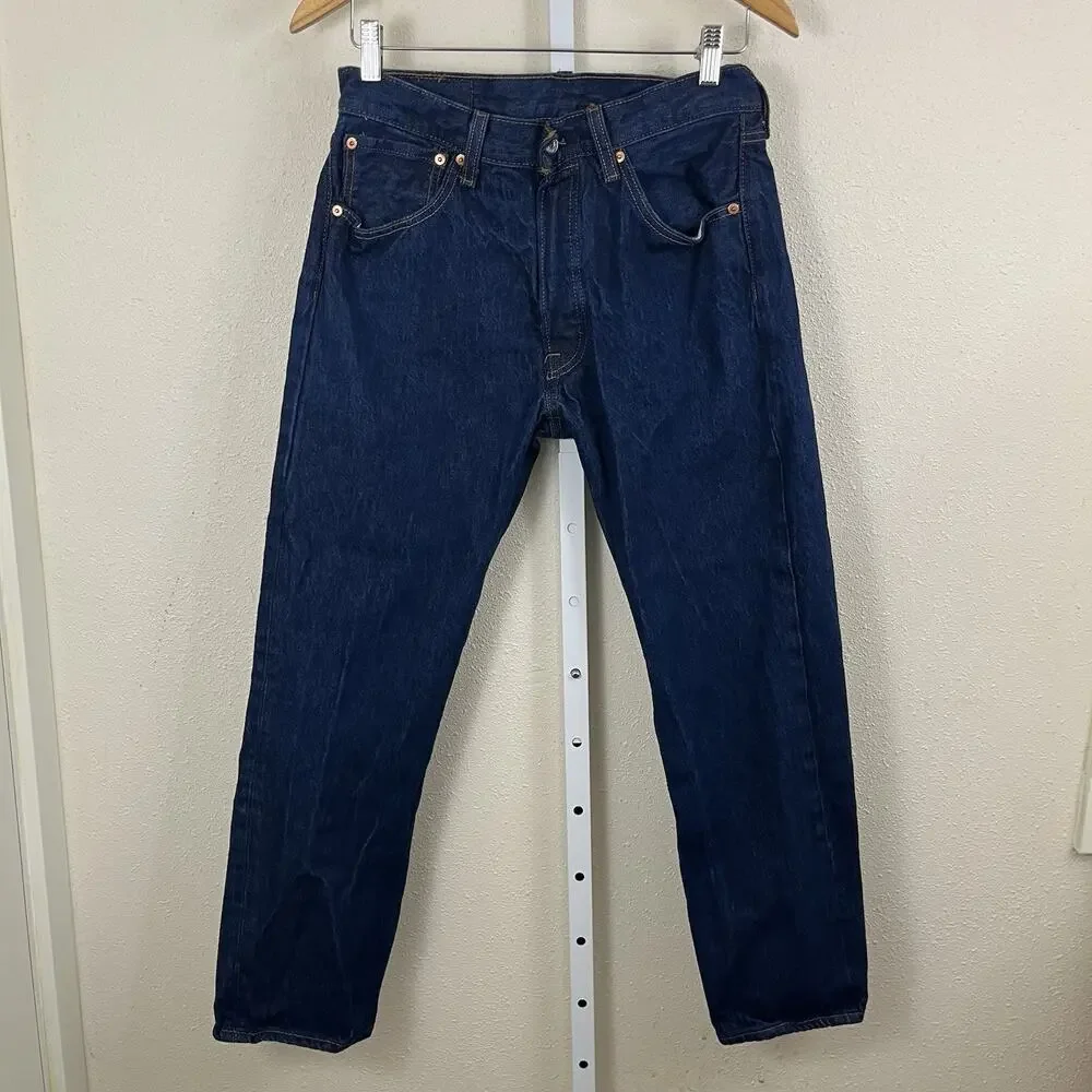 Levi’s 501 Original Fit Jeans Mens 32x28 Straight Leg Dark Wash Rigid Button Fly